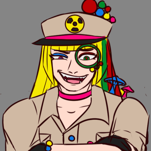 Drawing of a muscular woman with a hat and monocle