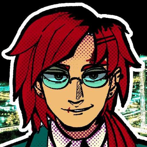 Drawing of a red haired man with sunglasses