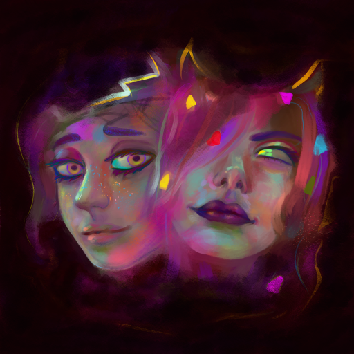 Drawing of two people with merged faces